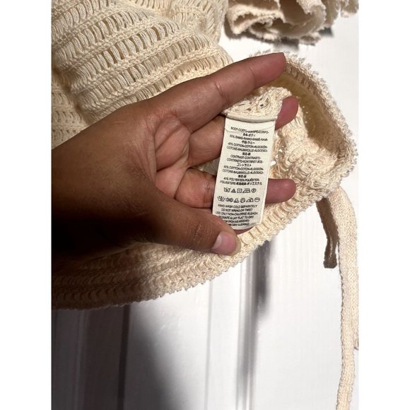 Free People‎ Babes Only Open Weave Knit Ruffle Tee Top Size Small - Picture 8 of 8